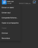 Opciones para comprimir archivos en Winrar para Android
