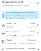 Dispositivos conectados a la red en fing
