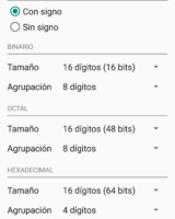 HiPER Scientific Calculator La calculadora para Android 11 Configuracion de datos binarios